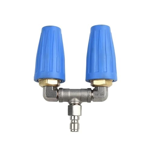 YZQOZKJH Edelstahl-Doppelturbodüse, Hochdruckreiniger-Schnellkupplung, Doppelturbinendüse, Rotierende Hochdruckreiniger-Turbinendüse(Blue) von YZQOZKJH