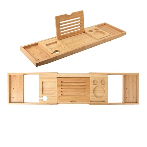 YZQOZKJH Pastoral Wind Badewannenrahmen Bambusholz Europäischer Teleskop-Rutschfester Badezimmer-Aufbewahrungsständer Schaumbadeimer(with Mirror Baffle) von YZQOZKJH