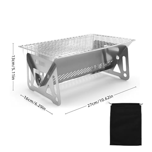 YZQOZKJH Tragbarer Faltbarer Grillgrill Heizöfen Multifunktions-Camping-BBQ-Rack Netz Brennholzofen Edelstahl(L) von YZQOZKJH