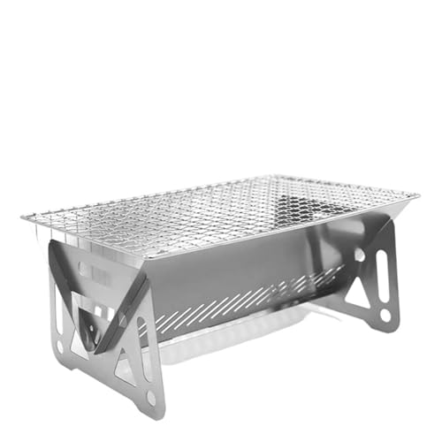 YZQOZKJH Tragbarer Faltbarer Grillgrill Heizöfen Multifunktions-Camping-BBQ-Rack Netz Brennholzofen Edelstahl(S) von YZQOZKJH
