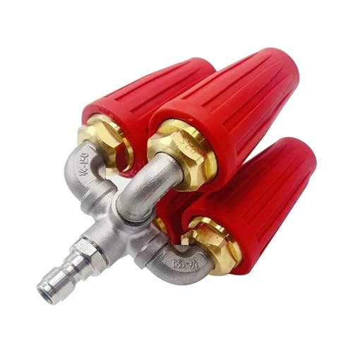 YZQOZKJH WCS-4-In-1 Turbine Düse Hochdruckreiniger, 2,0 Öffnung Vierfach, 360 ° Swivel Turbine Düse, 1/4 Zoll Schnell Anschluss(Red) von YZQOZKJH