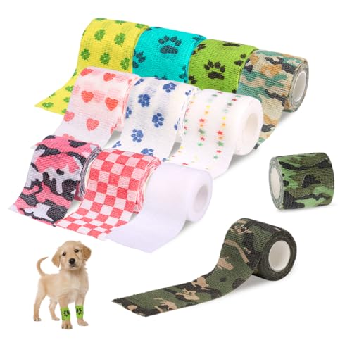 YZROHYI 12 Pcs Selbstklebender Verband Hund 5 CMx4.5 M,Tape Verband Selbstklebend Haustiere,Klebeverband Selbstklebende Binden für Hunde,Selbsthaftende Bandage Bunt,Elastischer Verbands Wasserdicht YZROHYI 12 Pcs Selbstklebender Verband Hund 5 CMx4.5 M,Tape Verband Selbstklebend Haustiere,Klebeverband Selbstklebende Binden für Hunde,Selbsthaftende Bandage Bunt,Elastischer Verbands Wasserdicht von YZROHYI