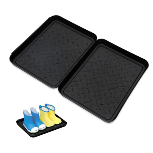 YZROHYI 2 PCS Kunststoff Schuhablage Schuhabtropfschale Schuhmatte Ablage 35 X 27.5 X 3 cm,Schuhwanne Kunststoff,Schuhtablett Plastik,Schuhmatte Abtropfmatte,Schmutzfang Schuhe Schale,Shoe Drip Tray von YZROHYI