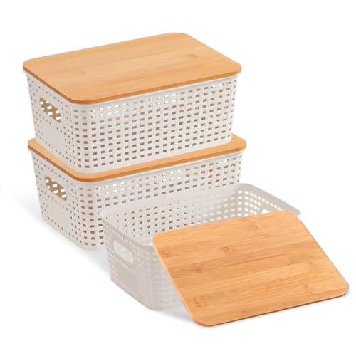 YZROHYI 3 Stück Aufbewahrungsbox Mit Bambus Deckel Weiß,Aufbewahrungsbox Badezimmer Plastik,Organizer Box,Aufbewahrungskorb Küche,Aufbewahrungskiste Klein,Storage Boxes With Lids Small 25.3X18X10.2 cm YZROHYI 3 Stück Aufbewahrungsbox Mit Bambus Deckel Weiß,Aufbewahrungsbox Badezimmer Plastik,Organizer Box,Aufbewahrungskorb Küche,Aufbewahrungskiste Klein,Storage Boxes With Lids Small 25.3X18X10.2 cm von YZROHYI