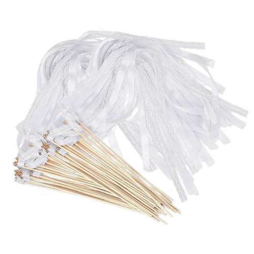 YZROHYI 30 Stück Wedding Wands Hochzeit Spalier,Zauberstäb Hochzeit Luftschlangen,Spalier Bänder Hochzeitsbänder Mit Glöckchen,Holzstäbe für Hochzeiten,Zauberstäbe zum Basteln für Hochzeiten - Weiß YZROHYI 30 Stück Wedding Wands Hochzeit Spalier,Zauberstäb Hochzeit Luftschlangen,Spalier Bänder Hochzeitsbänder Mit Glöckchen,Holzstäbe für Hochzeiten,Zauberstäbe zum Basteln für Hochzeiten - Weiß von YZROHYI