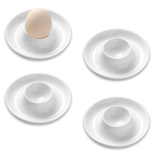 YZROHYI 4 Stück Eierbecher Plastik Weiße,Eierbecher Kunststoff Camping,Bruchsichere Eierbecher Rund,Küche Eierbecher Stapelbar Kinder,Eierhalter,Egg Holder Cup,Eierteller Frühstückstisch für Eiern von YZROHYI