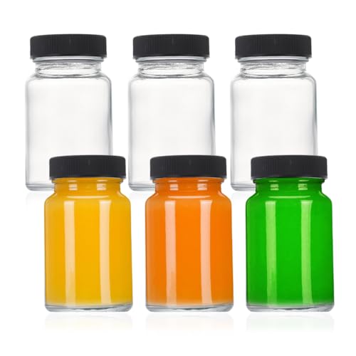 YZROHYI 6 Stk Kleine Shot Flaschen Zum Befüllen 60 ml,Glasflaschen Mini,Schnapsflaschen Wiederverwendbar,Ingwer Shot Gläser Mit Deckel,Small Bottles For Juice Shots,Saftflaschen Transparent für Juicer von YZROHYI