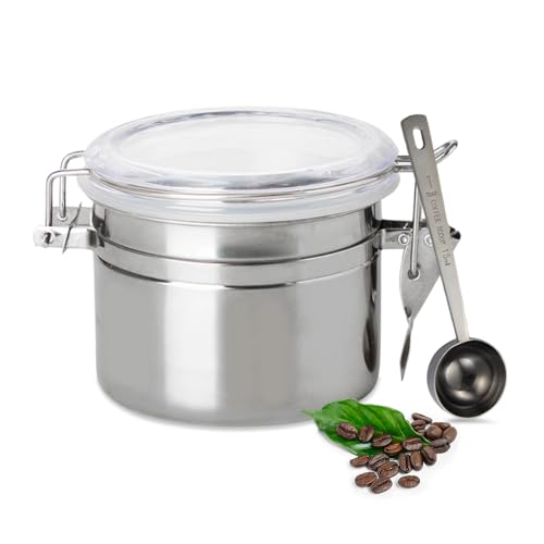 YZROHYI Kaffeedose Luftdicht Edelstahl,Kaffeebohnen Behälter Luftdicht Kaffeebehälter,Stainless Steel Coffee Container,Coffee Can,Kaffeepulver Behälter Mit Löffel,Aufbewahrung Kaffeedose Gemahlen von YZROHYI