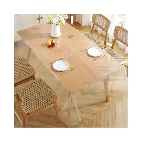 YZROHYI PVC Tischdecke Transparent Tischfolie 140x180 cm,Plastik Tischmatte Abwaschbar,Folie Tisch Schutzmatte Durchsichtig,Tischplatte Schutz Holztisch Schutzfolie Wasserdicht,Tischschutz Klarsicht von YZROHYI