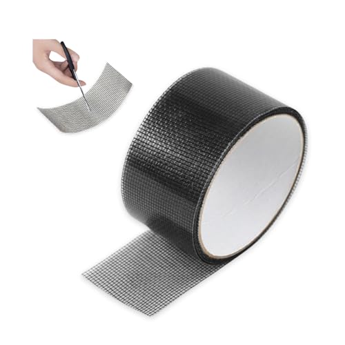 YZROHYI Reparaturband Fliegengitter Schwarz 5 cm X 10 m,Reparatur Klebeband Fliegengitter Flicken Selbstklebend,Glasfaser Reparaturband für Moskitonetz,Insektenschutz Reparaturset für Reparaturlöcher von YZROHYI