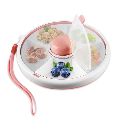 YZROHYI Snackbox Rund mit Fächern,Rotierende Snackbox Kunststoff,Tragbare Snackteller Drehbar,Organizer Snack Spinner Brotdose,Snackschale Mit Deckel,Snackbehälter Kinder Snackdose für Outdoor - Rosa YZROHYI Snackbox Rund mit Fächern,Rotierende Snackbox Kunststoff,Tragbare Snackteller Drehbar,Organizer Snack Spinner Brotdose,Snackschale Mit Deckel,Snackbehälter Kinder Snackdose für Outdoor - Rosa von YZROHYI