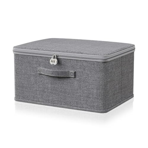 YZROHYI VerschließBare Box AbschließBar 30 x20 x14 cm,Faltboxen Mit Deckel,Aufbewahrungsbox Mit Schloss,Stoffbox,Stoffkisten,Abschliessbare Box,Kleideraufbewahrung Boxs für Kleidung von YZROHYI