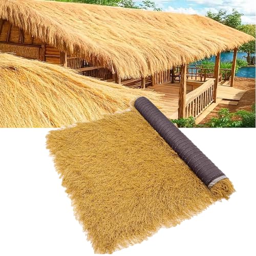 YZRXD Künstliches Strohdach Mexikanisches Palmenstroh Feuerfest im Tiki Bar Hütte Gras Palapa-strohdach für Garten Terrassenschirmabdeckungen Zaun Partydekoration(Size:1x1m(39x39in),Color:Yellow) von YZRXD