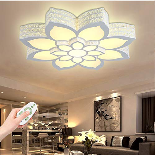 Deckenlampe Modern LED Deckenleuchte Blume-Shape Beleuchtung Design Acryl Aluminium Lampenschirm Deckenlampe Wohnzimmer Esszimmer Schlafzimmer Küche Mit Fernbedienung Weiß Deckenlicht,60cm（48W） von YZSJ
