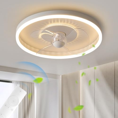 Deckenleuchte Deckenventilator Mit Beleuchtung LED-Licht Dimmbar Mit Fernbedienung Einstellbare 3 Windgeschwindigkeit Moderne Deckenleuchte Schlafzimmer Wohnzimmer Esszimmer Kronleuchter von YZSJ