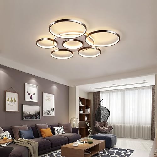 Deckenleuchte LED Dimmbar Deckenlampe Mit Fernbedienung Groß Wohnzimmerlampe Modern Lichtfarbe/Helligkeit Einstellbar Schlafzimmerlampe Esszimmer Küchelampeacryl Metallrahmen Pendelleuchte,7heads von YZSJ