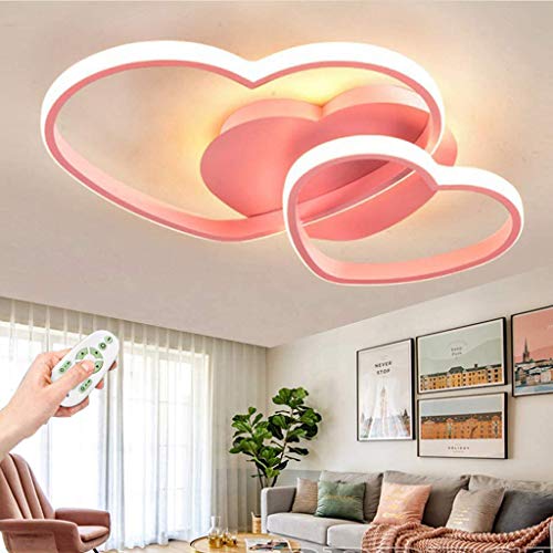 Deckenleuchte LED Dimmbar Deckenlampe Modern Herz Acryl Kinderzimmerlampe Mit Fernbedienung Jungen Mädchen Deckenlicht Cartoon Kronleuchter Kinder Deckenlicht Innen Schlafzimmer Dekor Lamp,Rosa … von YZSJ