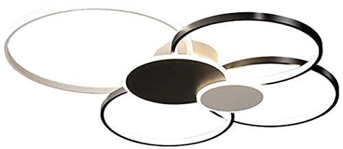 Deckenleuchte LED Dimmbare Deckenlampe Moderne Wohnzimmerlampe Mit Fernbedienung 3000K-6500K Acryl Runde Kreis Schlafzimmer Kronleuchter Schlafzimmer Esszimmer Küche Beleuchtung,Schwarz,100cm(93W) von YZSJ