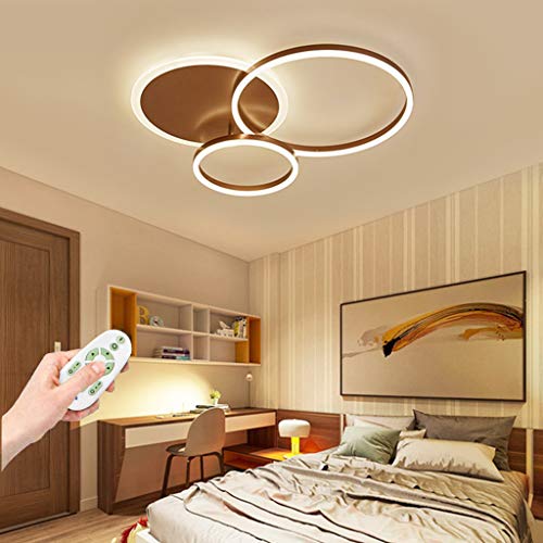 LED Deckenleuchte Wohnzimmerlampe Dimmbar Moderne Deckenlampe Ring Metall Acryl Design Mit Fernbedienung Acryl Beleuchtung Schlafzimmer Esszimmer Kinderzimmer Flur Decke Kronleuchter,Braun,3heads … von YZSJ