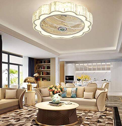 LED Fan Deckenlampe Deckenventilator Unsichtbarer Deckenleuchte Kristalllampe Dimmbar Mit Fernbedienung Für Wohnzimmer Lampe Schlafzimmer Wohnzimmer Kinderzimmer Leise Beleuchtung Pendelleuchte(G) von YZSJ