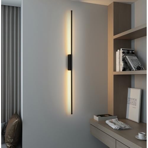 YZSJ Moderne LED Wandleuchte Innen Aus Aluminium Und Acryl, Wandlampe Schwarz Mit Dimmbar 3000K-6000K Für Wohnzimmer Schlafzimmer Flur Esszimmer, Flexible Längen, Elegante Ambiente Beleuchtung(100CM) YZSJ Moderne LED Wandleuchte Innen Aus Aluminium Und Acryl, Wandlampe Schwarz Mit Dimmbar 3000K-6000K Für Wohnzimmer Schlafzimmer Flur Esszimmer, Flexible Längen, Elegante Ambiente Beleuchtung(100CM) von YZSJ
