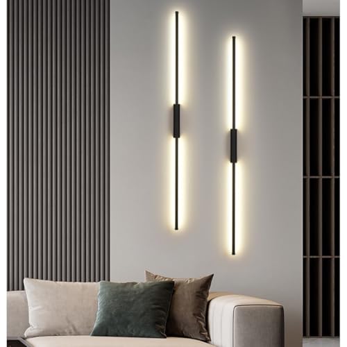 YZSJ Moderne LED Wandleuchte Innen Aus Aluminium Und Acryl, Wandlampe Schwarz Mit Dimmbar 3000K-6000K Für Wohnzimmer Schlafzimmer Flur Esszimmer, Flexible Längen, Elegante Ambiente Beleuchtung(80CM) YZSJ Moderne LED Wandleuchte Innen Aus Aluminium Und Acryl, Wandlampe Schwarz Mit Dimmbar 3000K-6000K Für Wohnzimmer Schlafzimmer Flur Esszimmer, Flexible Längen, Elegante Ambiente Beleuchtung(80CM) von YZSJ