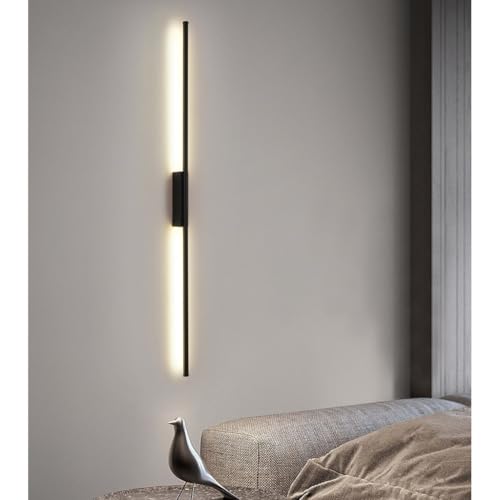 YZSJ Moderne LED Wandleuchte Innen Aus Aluminium Und Acryl, Wandlampe Schwarz Mit Dimmbar 3000K-6000K Für Wohnzimmer Schlafzimmer Flur Esszimmer, Flexible Längen, Elegante Ambiente Beleuchtung(60CM) von YZSJ