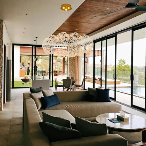 YZSJ Moderne Wolke Hängelampe LED Netz Ovale Hängelampe Höhenverstellbar Hängelampe Geeignet Für Esszimmer Wohnzimmer Schlafzimmer Café Bar Einkaufszentrum Küche(Größe:60cm) von YZSJ