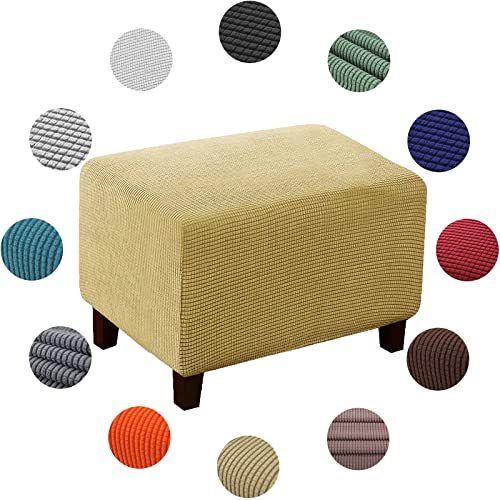 YZSMD Stretch Footstool Slipcover - Weiche gelbe quadratische Osmanische Abdeckung für Wohnzimmer - Waschbarer Poufpe Protector - s Größe von YZSMD