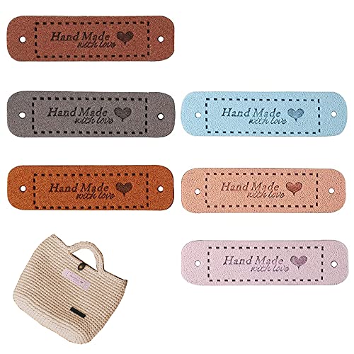 60 Stück Leder Label Hand Made Kleidung Tasche Näharbeit Deko DIY Kleideretiketten Label Set zum Einnähen Lederetiketten zum annähen Einnähen Textiletiketten Nähen handmade label zum annähen von YZSZ