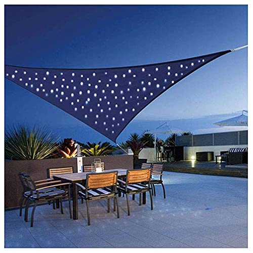 YZU Sonnensegel Triangle Wasserdicht mit LED Beleuchtung Licht, 95% UV Schutz Sun Segel Schatten Baldachin Für Garten Terrasse Veranda, Blau,4x4x4m von YZU