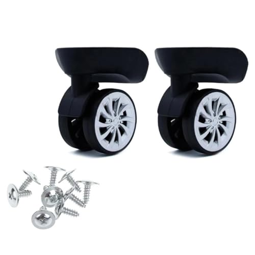 Kofferrollen Ersatzrollen 2 Paar A09 A57 Trolley-Gepäckräder, geräuschlos, schwenkbar nach links und rechts, leise Räder, DIY-Koffer-Ersatzteile(WHITE) von YZWHKJ
