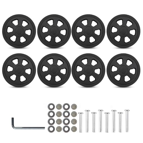 Kofferrollen Ersatzrollen 8 Stück 60 X 12 Mm Gepäckersatzräder,Universelle Doppelgepäckräder,Reparatursätze For Kofferräder Aus Gummi,Einfache Installation(Black) von YZWHKJ