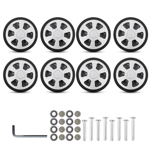 Kofferrollen Ersatzrollen 8 Stück 60 X 12 Mm Gepäckersatzräder,Universelle Doppelgepäckräder,Reparatursätze For Kofferräder Aus Gummi,Einfache Installation(Silver) von YZWHKJ
