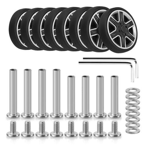 Kofferrollen Ersatzrollen 8 Stück schwarze Gepäckrad-Ersatzteile mit Schraube Reisegepäckräder Ersatzkofferteile 55-mm-Achsen Lenkrollenreparatur von YZWHKJ