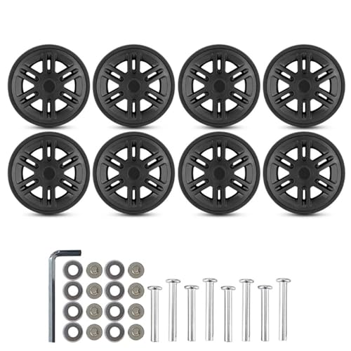 Kofferrollen Ersatzrollen 8 Teile/satz Universal Gepäck Räder 60mm Reise Koffer Ersatz Doppel Reparatur Kits Einfache Installation Leichtgängig(Black) von YZWHKJ