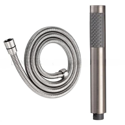 Leistungsstarker Duschkopf Grau/Roségold/Weiß/Gebürstetes Gold Edelstahl-Handbrause mit Hochdruck-Duschkopf, Duschzubehör(Brushed steel 2 pcs) von YZWHKJ