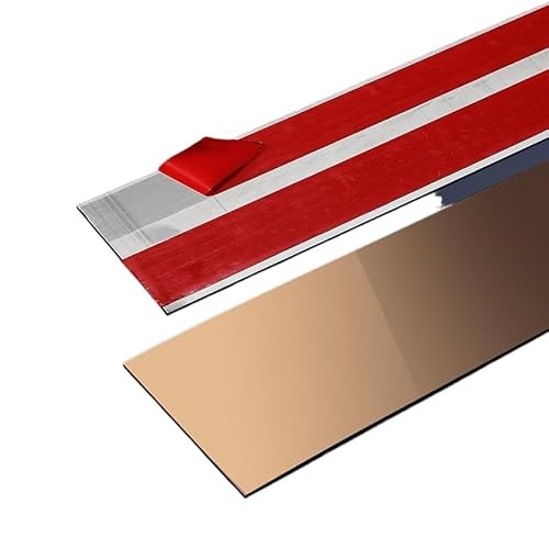 Selbstklebende Edelstahl Wandleiste 3,0 Meter/Rolle Wandaufkleberstreifen Spiegel/Pinsel Edelstahl Flach Selbstklebende Dekoration(8cm rose gold,3.0m mirror) von YZWHKJ