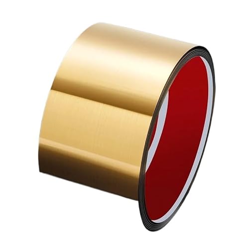 Selbstklebende Edelstahl Wandleiste 5 M/Rolle Edelstahl-Trittplatten-Basisabdeckung, Fußleisten-Zierleiste For Wand, Tür, Zehen-Kratzschutz(Brush gold,8cm 1 roll-5m) von YZWHKJ