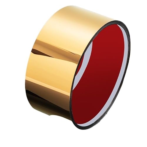 Selbstklebende Edelstahl Wandleiste 5 M/Rolle Edelstahl-Trittplatten-Basisabdeckung, Fußleisten-Zierleiste For Wand, Tür, Zehen-Kratzschutz(Mirror gold,6cm 1 roll-5m) von YZWHKJ