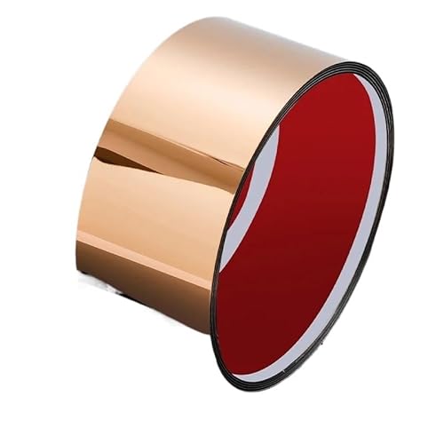 Selbstklebende Edelstahl Wandleiste 5 M/Rolle Edelstahl-Trittplatten-Basisabdeckung, Fußleisten-Zierleiste For Wand, Tür, Zehen-Kratzschutz(Mirror rose gold,8cm 1 roll-5m) von YZWHKJ