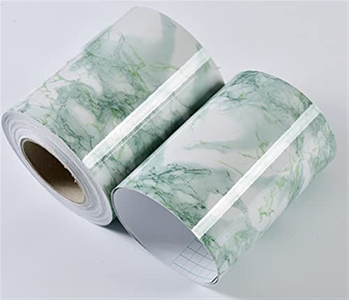 Wandbordüre Selbstklebend Praktische wasserdichte Baseboard Wandaufkleber Dekorative Film Selbstklebende Taille Linie Wohnzimmer Marmor Wallpaper Grenzen Abziehbilder(Marble Light Green,10mx10cm) von YZWHKJ