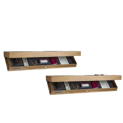 YZWHKJ Schrank Mit Geheimfach Geheimfach, schwebendes Regal mit verstecktem Fach, Aufbewahrungslösung, for Wohnzimmer oder Büro(Wood,2PCS) von YZWHKJ
