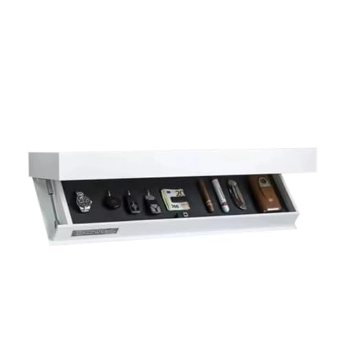 YZWHKJ Schrank Mit Geheimfach Wandmontiertes Lagerregal aus Holz mit Klappdeckel, schwimmende Halterung, Geheimfach(White) von YZWHKJ