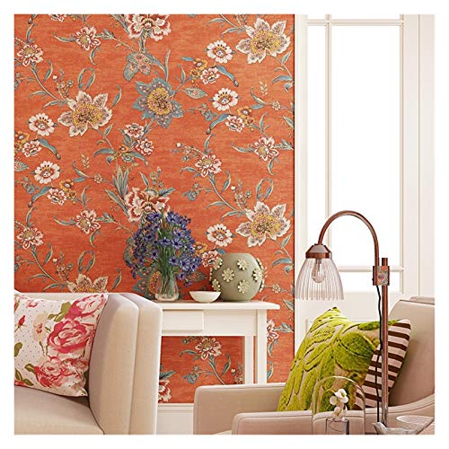 YZWHKJ Tapete Vliestapete American Style Orange Große Blumen-Wand-Papier-Vintage Retro Blumen Schlafzimmer-Dekor Tapete Murals Non Woven YZWHKJ Tapete Vliestapete American Style Orange Große Blumen-Wand-Papier-Vintage Retro Blumen Schlafzimmer-Dekor Tapete Murals Non Woven von YZWHKJ