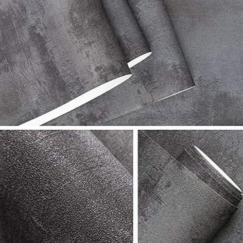 YZWHKJ Tapete Vliestapete Dunkelgrau Vintage Vinyl Beton Wand Effekt Tapete Retro Ebene Textur PVC Wandpapier Schlafzimmer Wohnzimmer Hintergrund Dekor(WP61703) von YZWHKJ