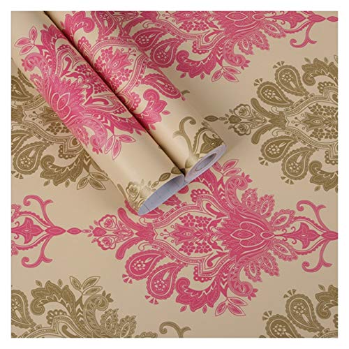YZWHKJ Tapete Vliestapete Luxus-Schwarz-Blumen Damast-Tapeten-Rolle Self Adhesive Home Decor Wohnzimmer Schlafzimmer Floral Wall Paper Mural(D) von YZWHKJ