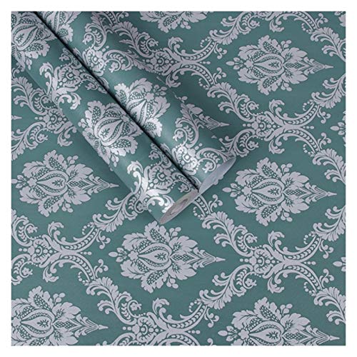 YZWHKJ Tapete Vliestapete Luxus-Schwarz-Blumen Damast-Tapeten-Rolle Self Adhesive Home Decor Wohnzimmer Schlafzimmer Floral Wall Paper Mural(E) von YZWHKJ