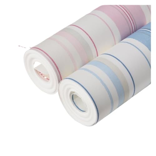 YZWHKJ Tapete Vliestapete Modern Fashion Rosa Blau Weiß Vertikale Gestreifte Tapete For Kinderzimmer Schlafzimmer Wohnzimmer Wanddekoration Nichtgewebte(Blue) von YZWHKJ