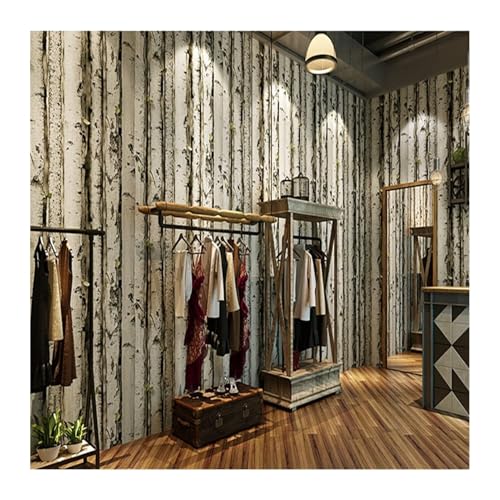 YZWHKJ Tapete Vliestapete Tapeten 3D Moderne Wasserdichte Tapete Vintage-Planke Baum For Wände In Rollen Das Bad Kinderzimmer Wohnzimmer(Light Grey) von YZWHKJ
